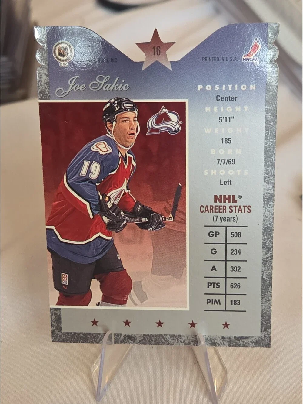 1995-96 Donruss Elite JOE SAKIC Colorado Avalanche Die-Cut #16
